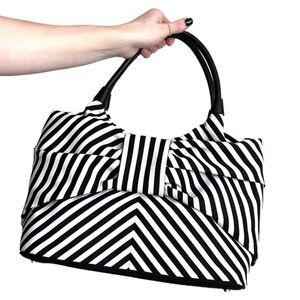 New KATE SPADE Sutton Seaside Striped Bow Purse Black/ Cream
